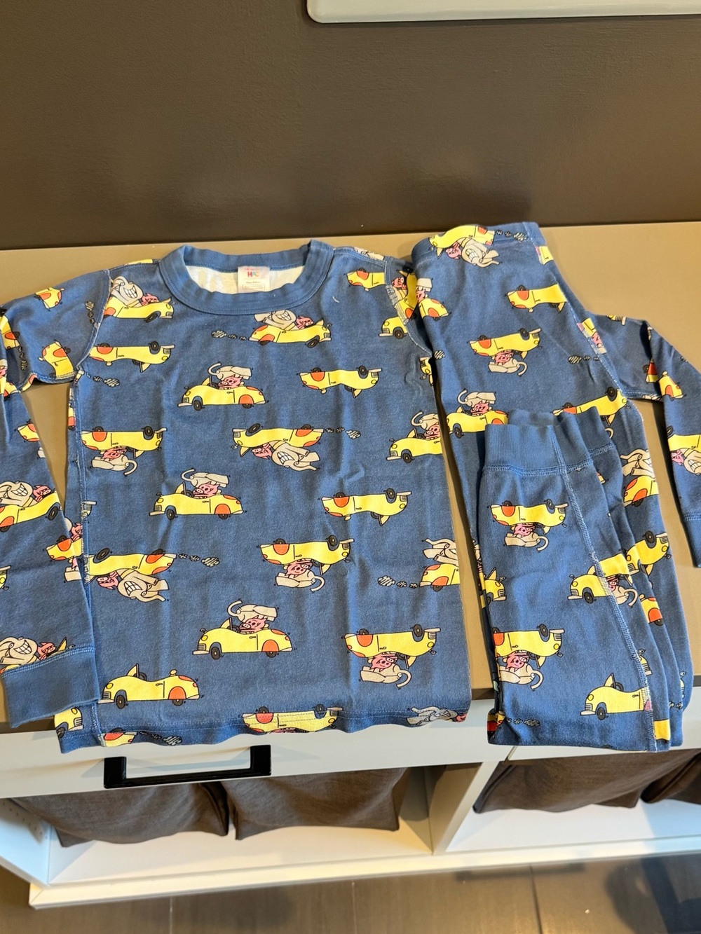 Hanna Andersson Elephant & Piggie Blue Cars HannaJams™ Pajama Set – Size 10